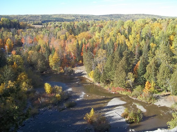 Vue en automne de la passerelle Chute Neigette